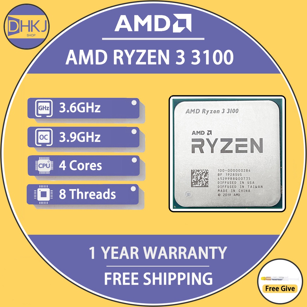 二手 AMD 銳龍 3 3100 R3 3100 3.6 GHz 四核八線程 65W CPU 處理器 L3=16M 10