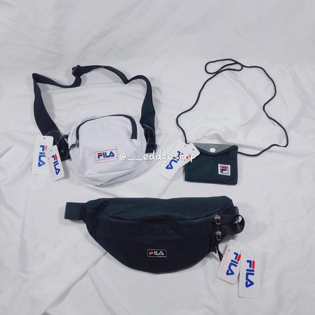 FILA Logo Waist Pack 小字 腰包 斜背包 黑側背包