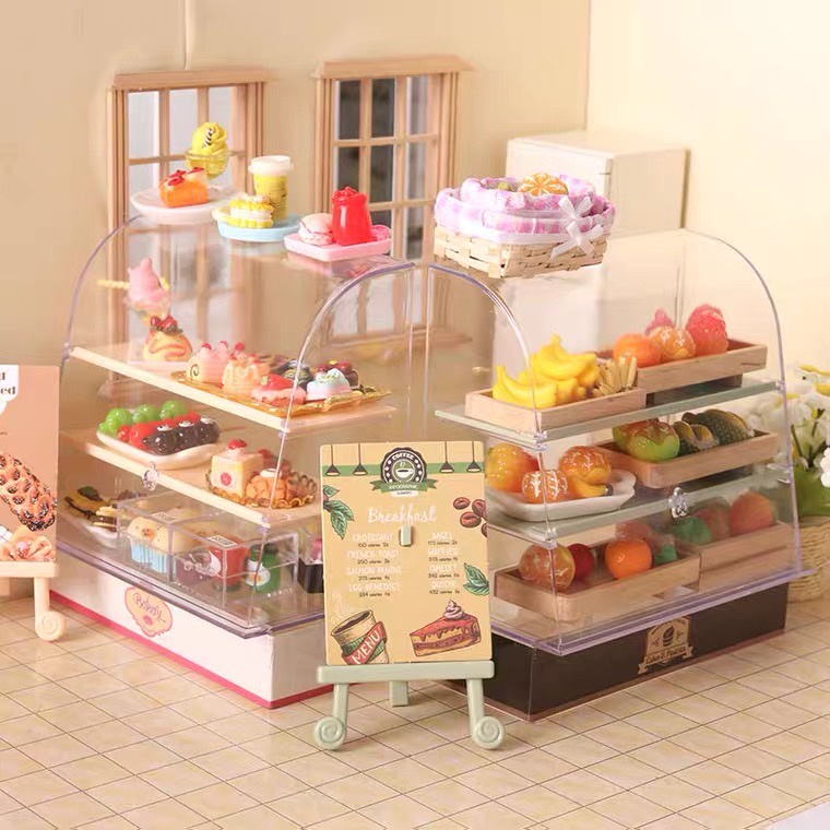 🍱D.K shop🐻【小型蛋糕櫃】展示櫃 食玩 食物 飲料 模型 迷你 微縮 袖珍 小物 擺飾 扭蛋 轉蛋 收集 禮物