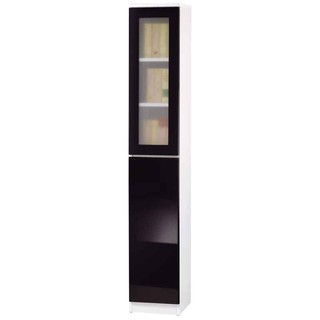 【藝匠】1尺單玻璃門單密門鏡面PU書櫃 書櫃 書房 房間 家具 置物櫃 櫃子 收藏 組合櫃 (黑)