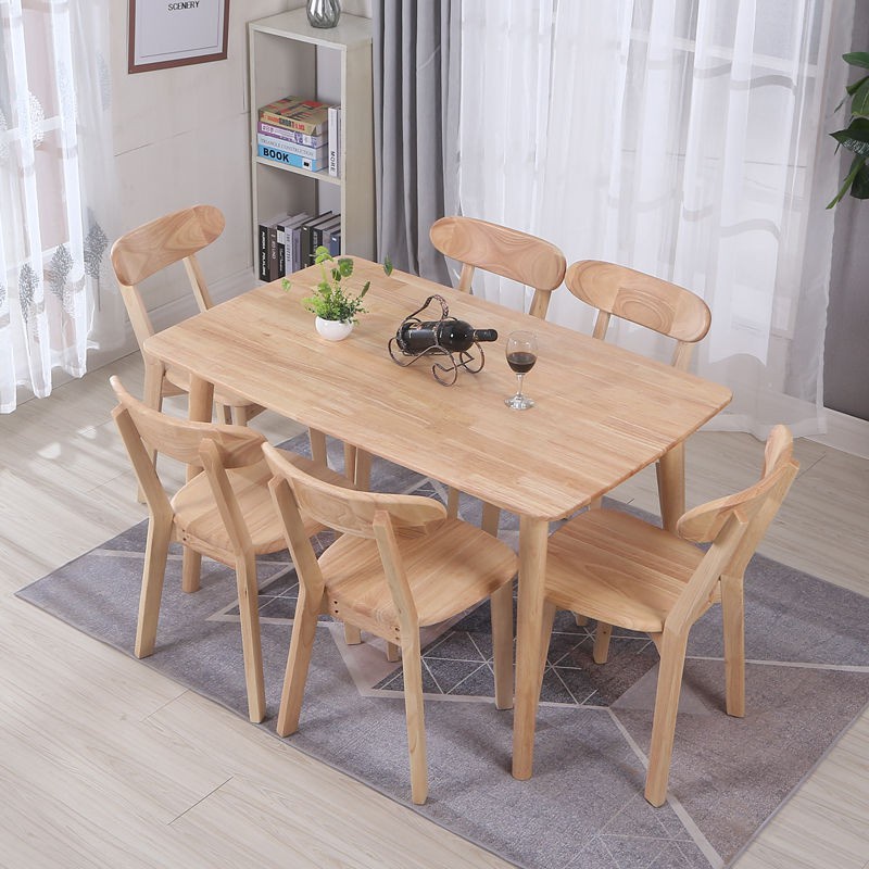 實木餐桌椅組合北歐風現代簡約飯桌家用小戶型原木溫莎椅一桌四椅
