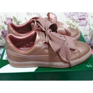 ☆全新美國公司貨正品 PUMA Basket Heart Copper Wn's 緞帶休閒鞋 玫瑰金 US7.5/24