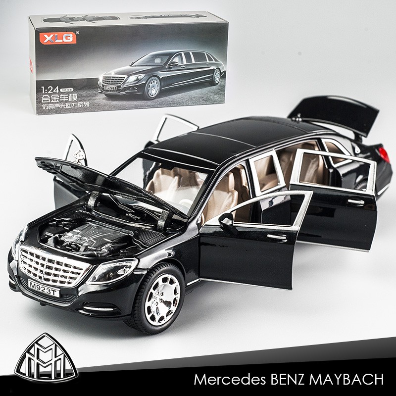 汽車模型 1:24 合金車 賓士 邁巴赫 Benz Maybach S600 加長版 聲光功能 收藏