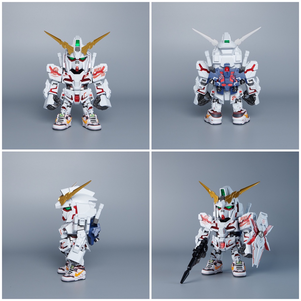 限量 QMSV RX-0 獨角獸鋼彈&amp;獨角獸鋼彈二號機 報喪女妖[毀滅模式] Ver.NIKE SB 合售 送特典鑰匙圈