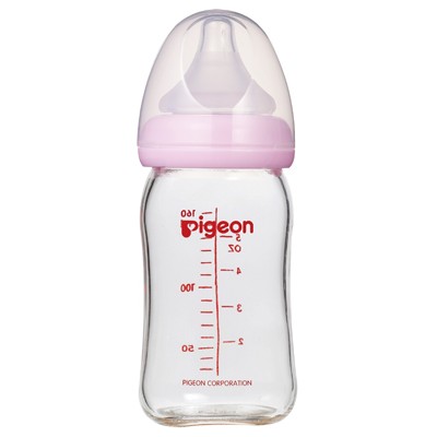 《彎彎小舖》貝親 PIGEON ＊寬口母乳實感玻璃奶瓶160ml/粉 ＊＊