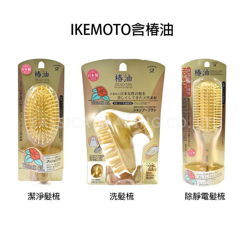 日本池本梳子ikemoto 含椿油洗髮梳除靜電按摩梳洗髮梳 蝦皮購物