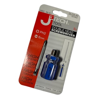 JETECH 兩用彩條螺絲起子 十字/一字 DLC6-40 大頭螺絲起子 雙用 藍色 一組