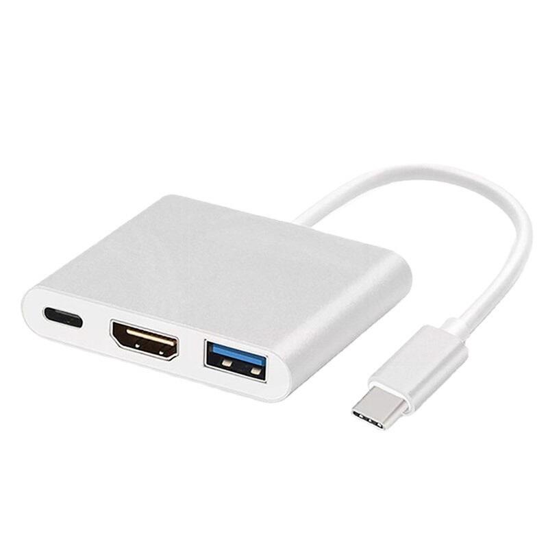 type-c轉hdmi三合一拓展塢HUB分線器帶充電usb-c3.1to HDMI轉換器