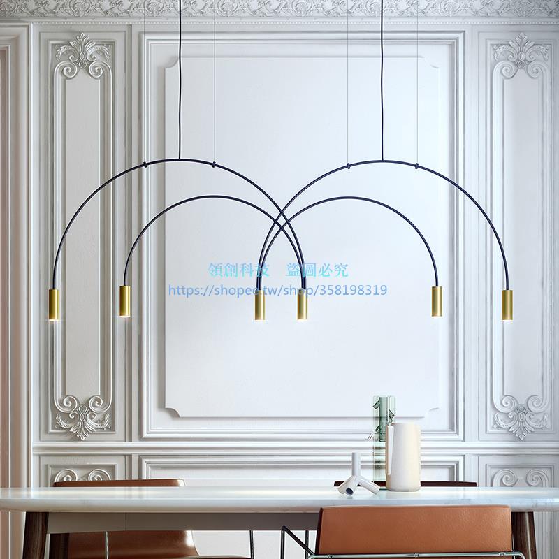 台灣110v 北歐設計師極簡餐廳吊燈創意鐵藝幾何線條吧臺燈服裝店櫥窗燈（美品AM）
