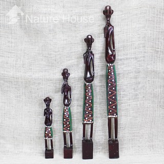【自然屋精品】木製彩繪非洲人偶B款-4入1組 手工 自然風 家庭擺飾 居家佈置 裝飾 African doll