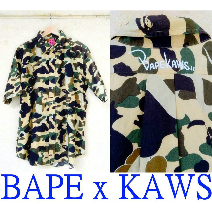 BLACK不敗的唯一經典!美中古APE x KAWS精蟲迷彩1ST CAMO沙漠迷彩BAPE滿版襯衫