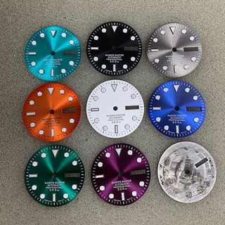 29 毫米手錶錶盤雙日曆太陽圖案綠色夜光錶盤適用於 NH36/NH36A/4R36/7S 機芯