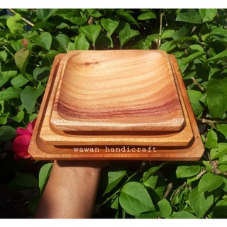 Kayu 方形木製餐盤/餐盤套裝 3/20cm 17cm 15cm 紅木