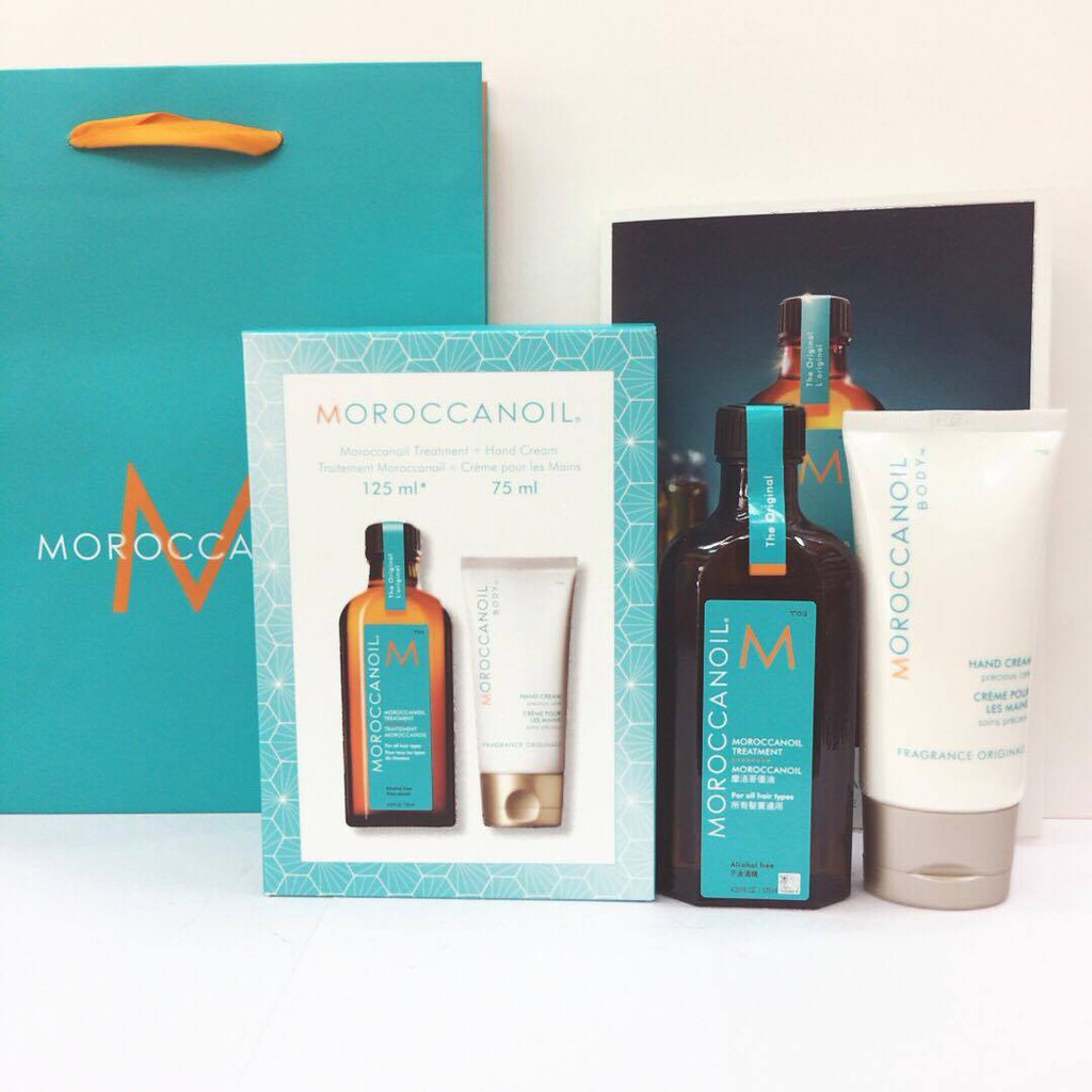 正品公司貨 Moroccanoil 摩洛哥優油125ml+護手霜75ml 禮盒組 附提袋