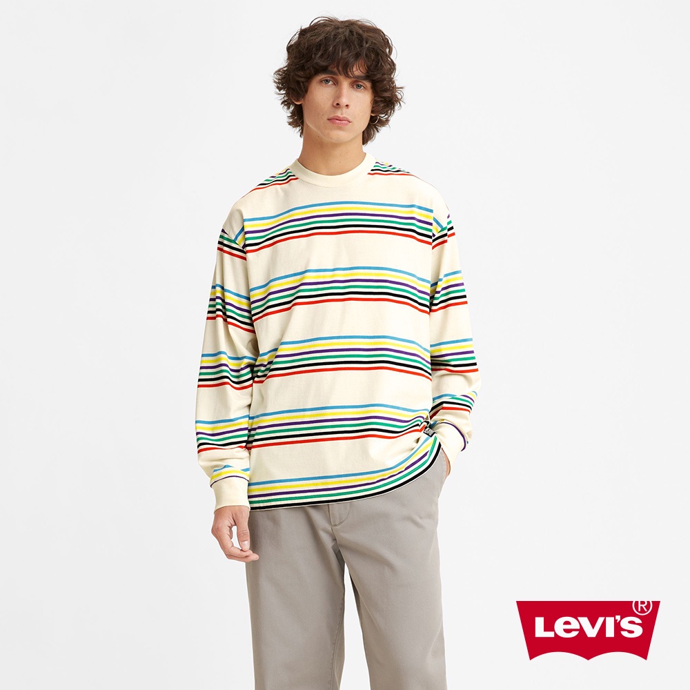 Levis 長袖T恤 / BOXY寬鬆方正版型 / 復古彩繪條紋 男女同款 A1006-0002 熱賣單品