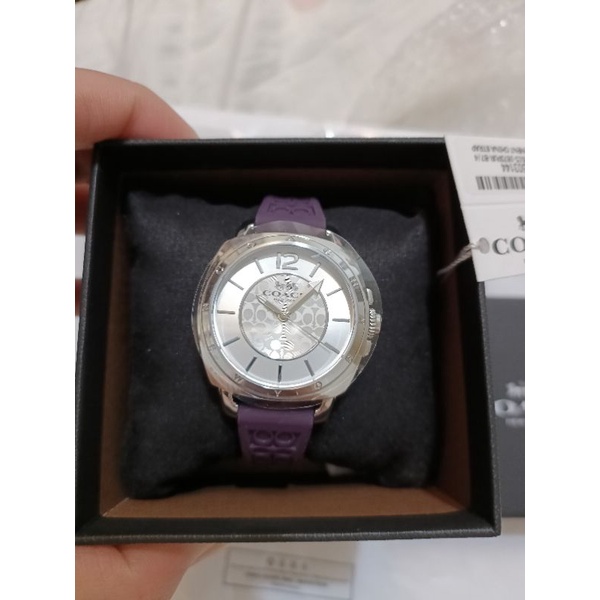 COACH 14503144 紫色矽膠錶帶 女錶 手錶