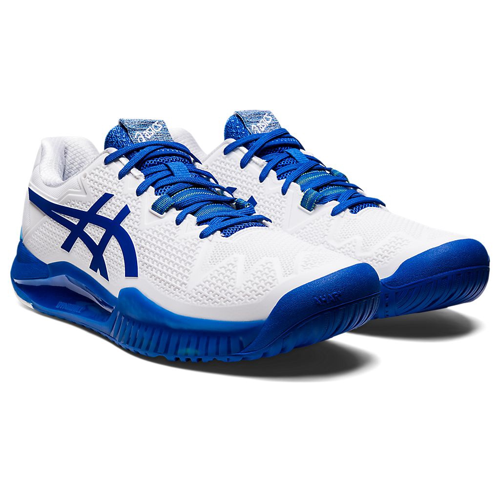 [Asics]GEL-RESOLUTION 8 男款 網球鞋 1041A345-960 白/槍藍「天晴體育」