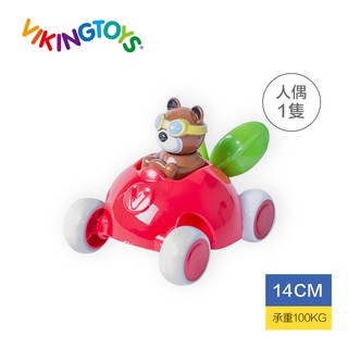 瑞典Viking toys踩不壞/不刮手的維京玩具-動物賽車手-貝兒草莓號-14cm #車車玩具 #沙灘玩具