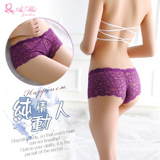 【十九歲】《AIMEI GIAREN》純情動人！緹花蕾絲透膚美型平角內褲﹝兩色﹞
