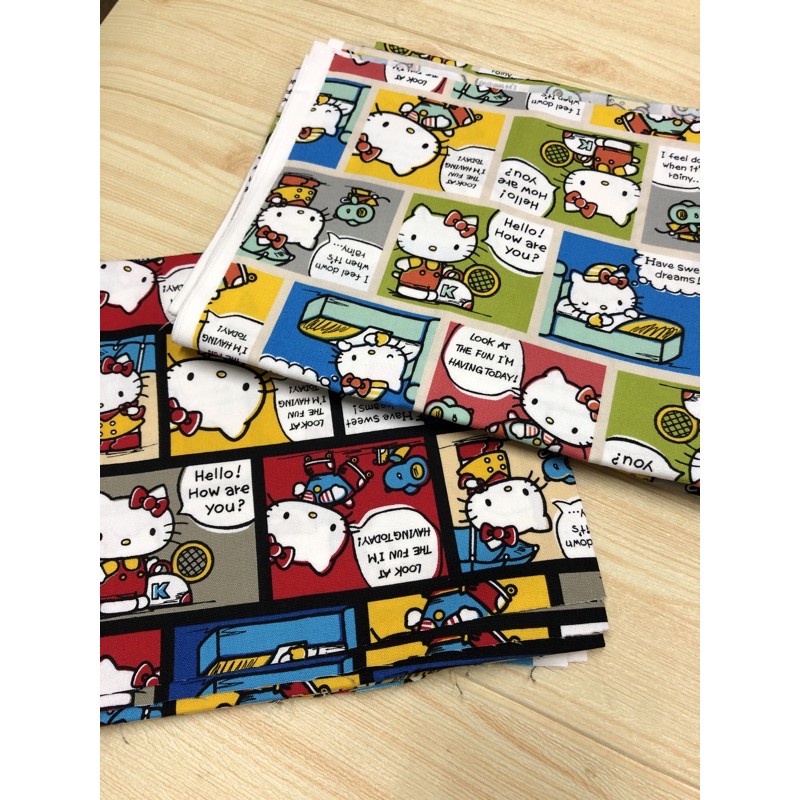 豬豬日本拼布 限量版權卡通布 三麗鷗  Hello Kitty 方塊 漫畫款 厚棉布料材質