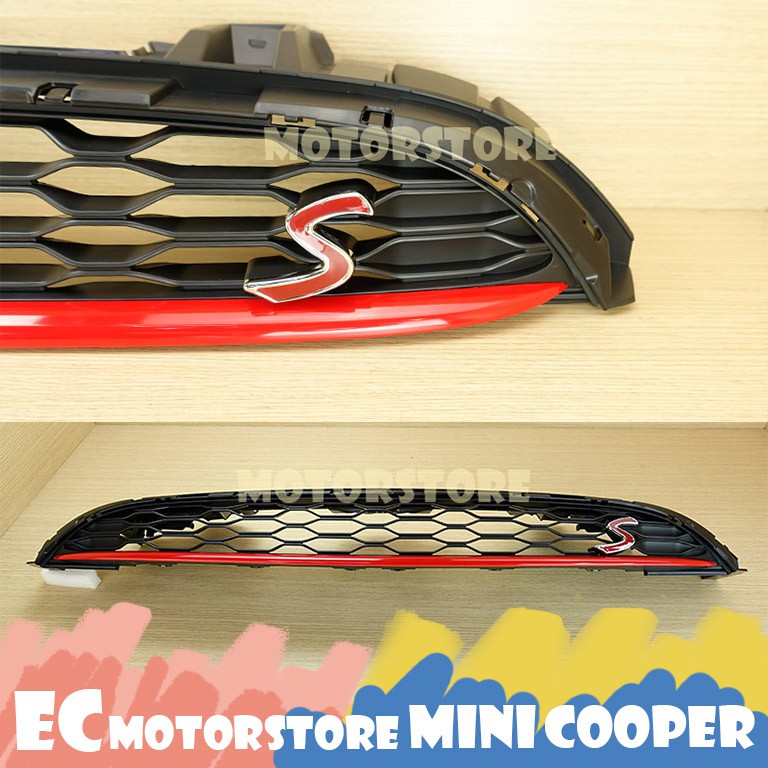 Mini Cooper 2014-2020 F55 F56 F57 消光黑 紅線 鼻頭 水箱護罩 水箱罩