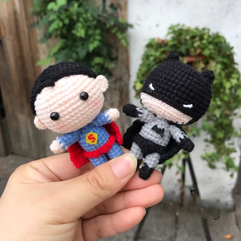 超人 蝙蝠俠 14公分毛線鉤針編織材料包 diy手工娃娃