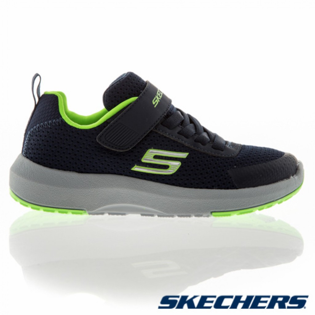 SKECHERS DYNAMIC TREAD 黑綠色慢跑童鞋（98151LNVLM）