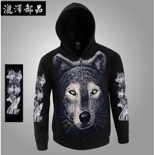 瀧澤部品 TAKIZAWA 純棉開襟帽T外套 哈士奇動物 帽T 外套 防寒 運動 美式機車 哈雷 潮T 刷毛保暖 連帽