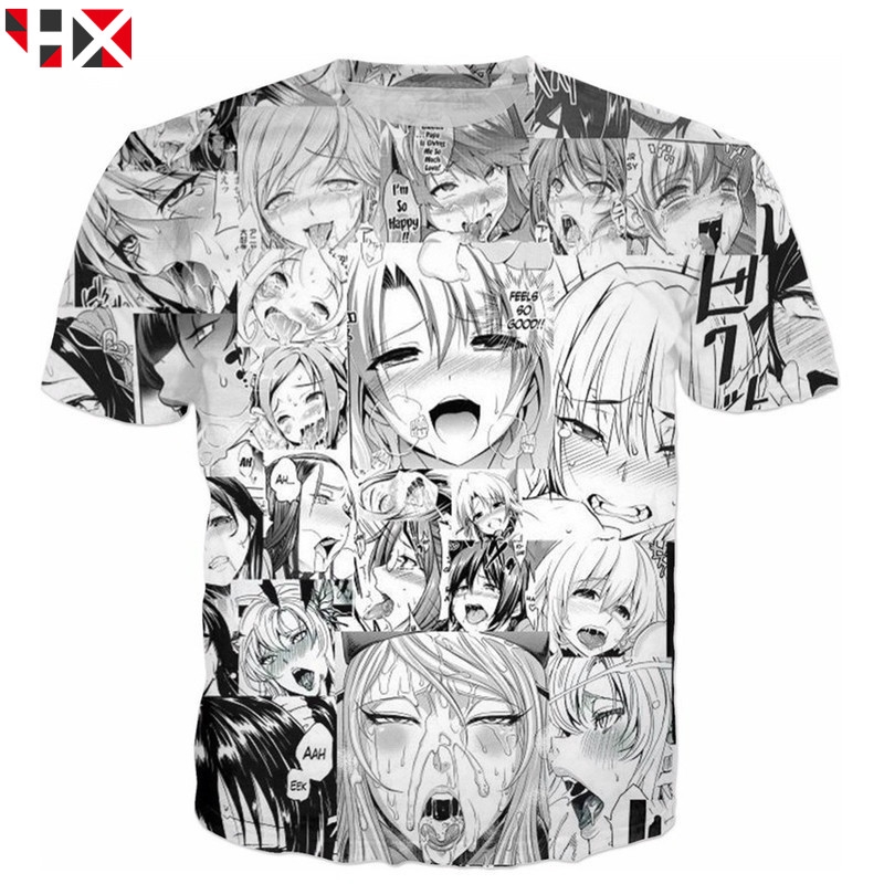 HX 工廠直銷 2021 新款 アヘ顏 Ahegao Hentai 動漫 害羞女孩 3D打印男生女生短袖T恤上衣