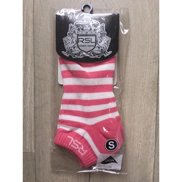 RSL 羽毛球品牌 運動女襪 粉紅條紋