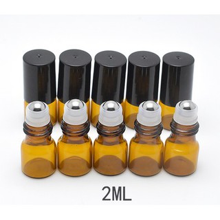 2ML茶色玻璃精油分裝瓶 304不鏽鋼滾珠頭