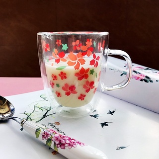 Cozyhome出口歐洲時尚ins風耐熱咖啡杯無鉛印花雙層隔熱玻璃水杯#超取請聊聊我#預購