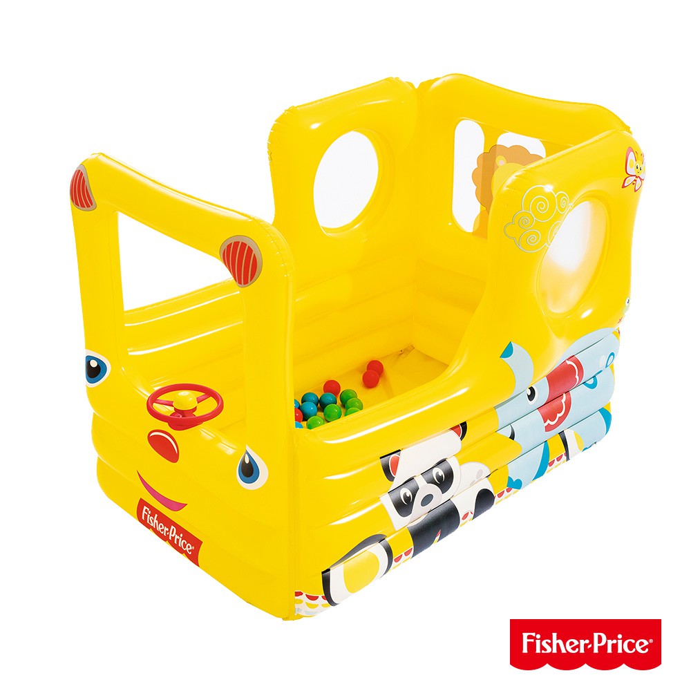 [免運]Fisher-Price校園巴士歡樂充氣球池 93506(兒童玩具親子同樂可愛逗趣造型設計鮮豔色彩聖誕禮物)
