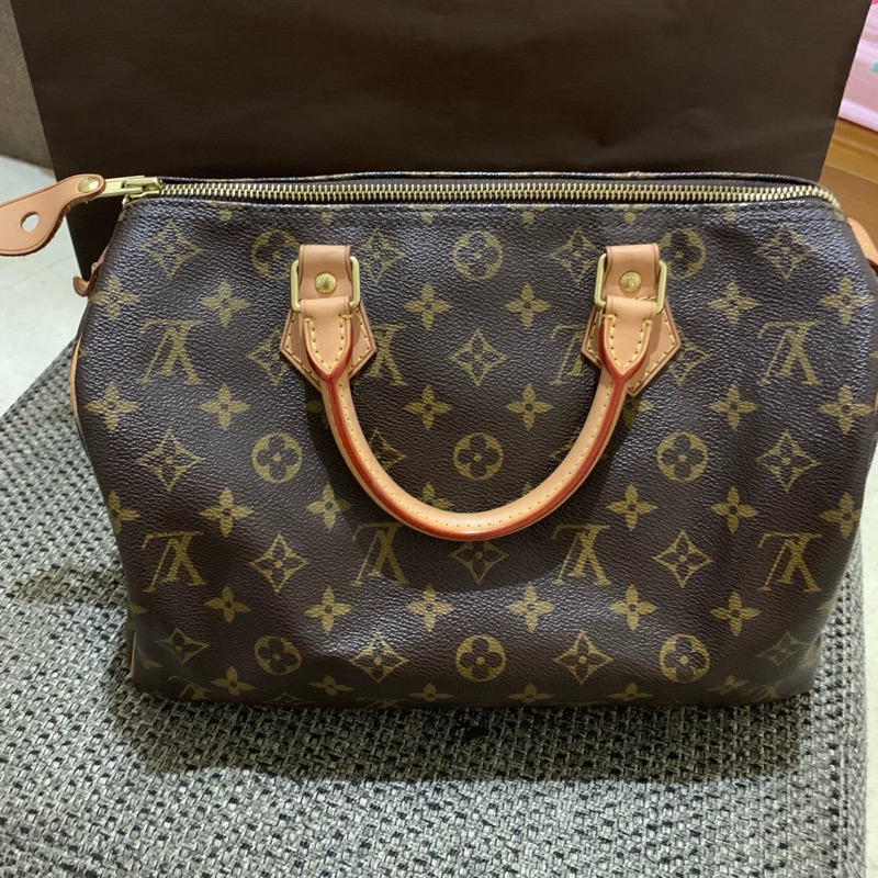 LV Speedy 30經典花紋手提波士頓包/二手8成新附購買證明