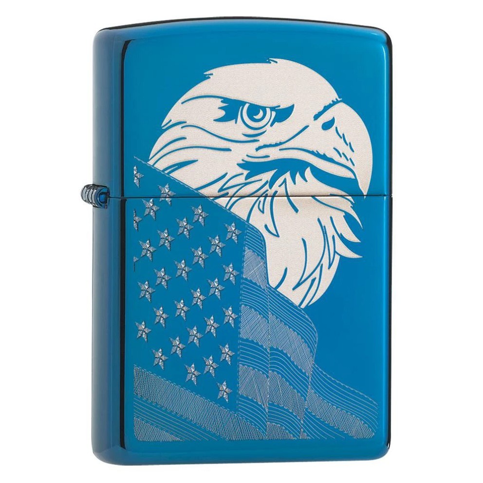 Zippo  美製 燃油式煤油防風打火機 Blue Eagle and Flag 藍冰美國鷹 29882