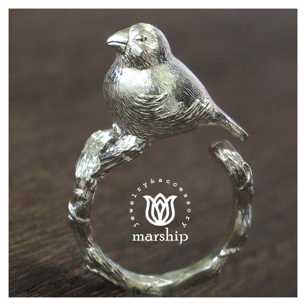 Marship 日本銀飾品牌 爪哇禾雀戒指 文鳥戒指 925純銀 亮銀款