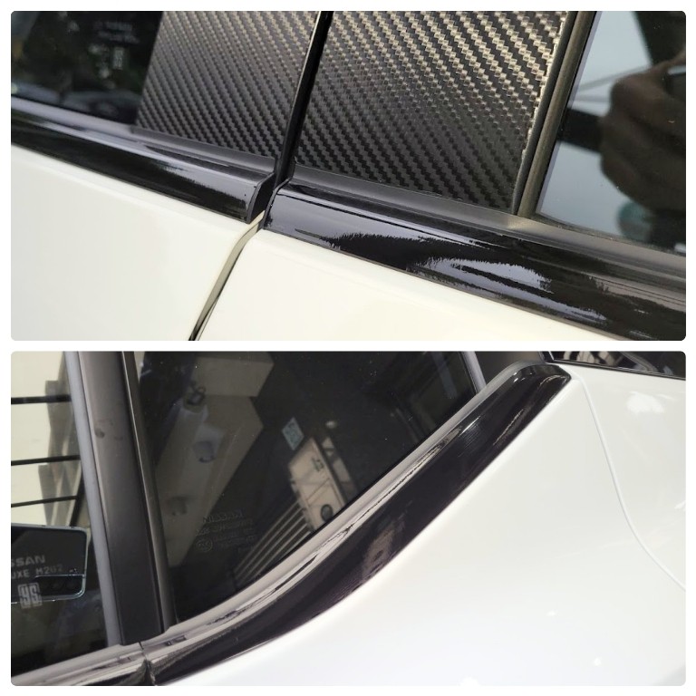 NISSAN SENTRA B18【窗框鍍鉻黑化貼】3M 不殘膠 車貼專用膠膜  配件 貼膜