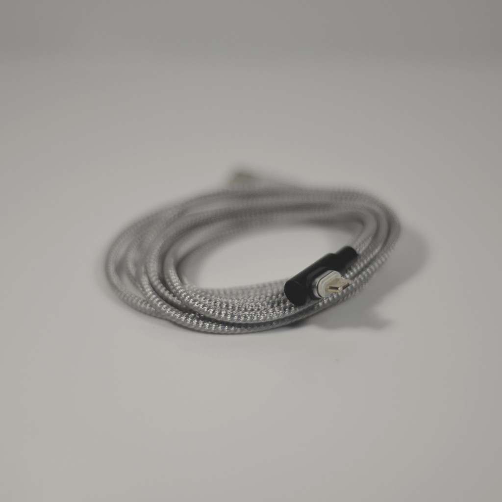 磁吸式90度彎頭充電線 適用於安卓 銀灰色2米編織線