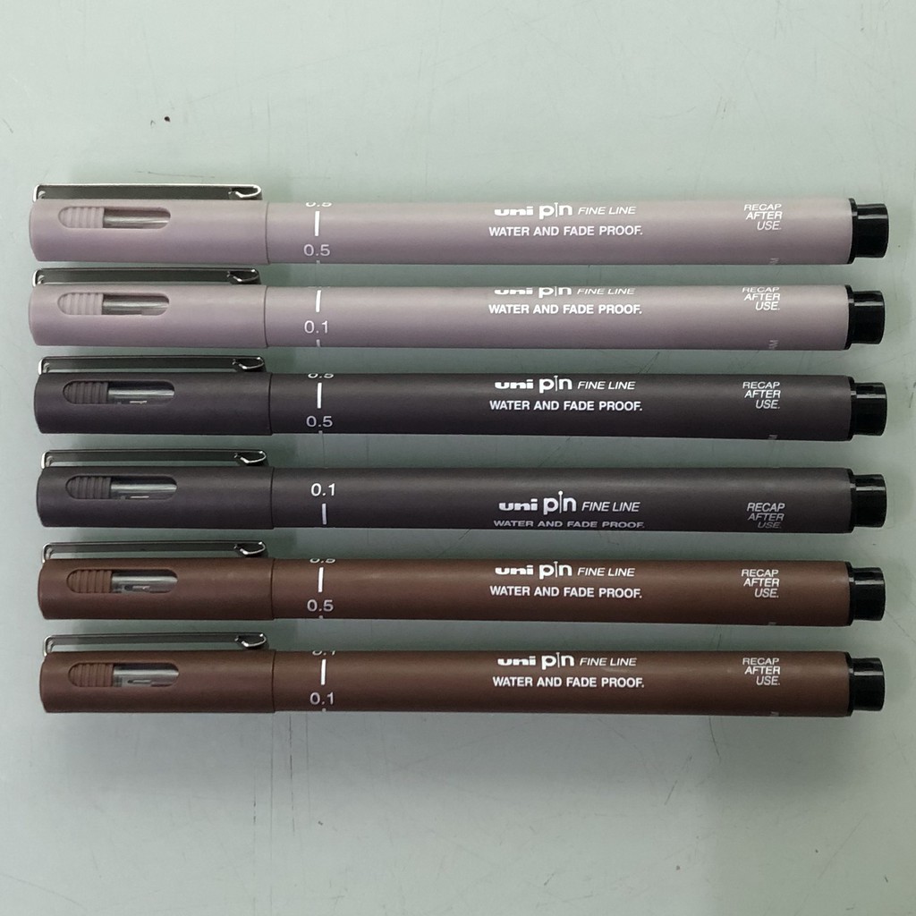 日本三菱uni Pin Fine Line 耐水性代針筆深褐色 深灰色 淺灰色 蝦皮購物