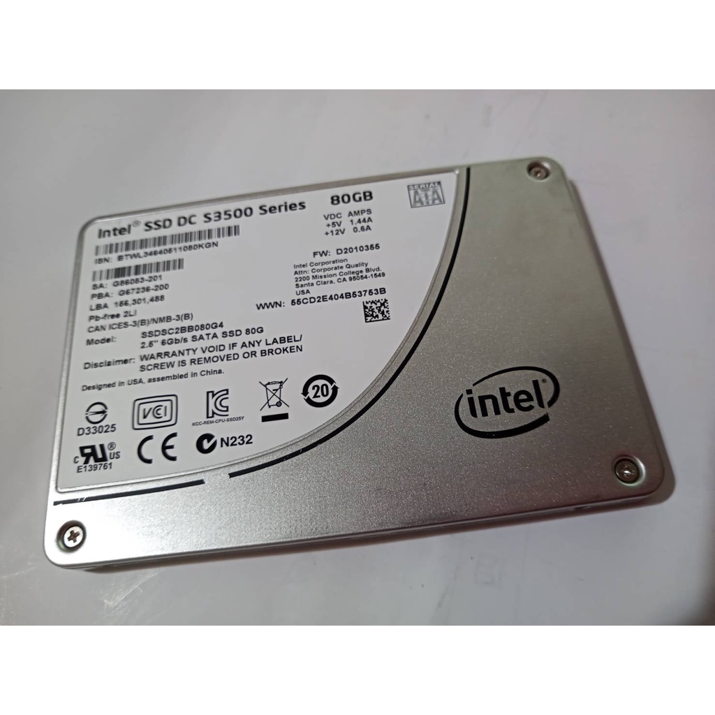 Intel SSD DC S3500 Series 80GB 2.5"固態硬碟 (二手良品-檢測請見商品描述)