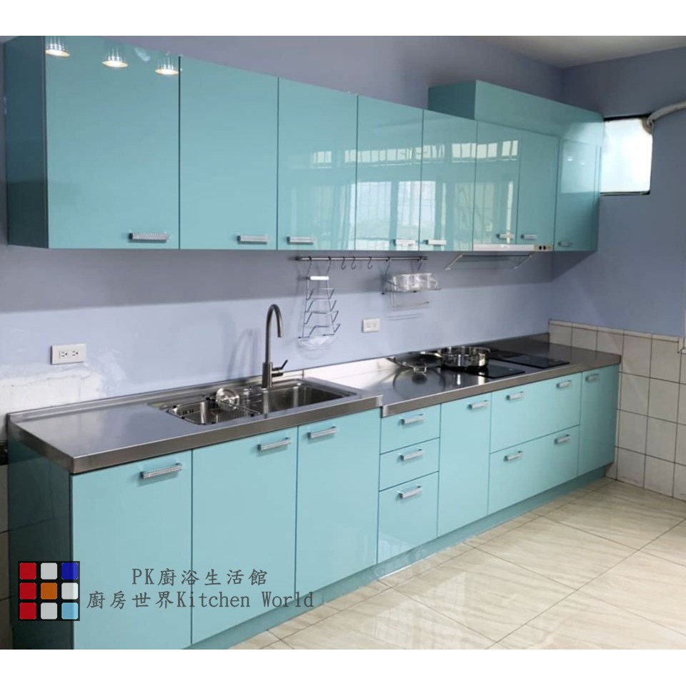高雄系統廚具客製化廚櫃流理台工廠直營一字型流理台白鐵台面美耐板 Kw廚房世界 蝦皮購物