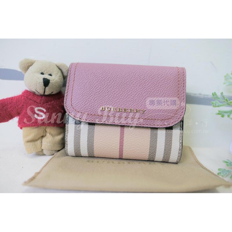 【Sunny Buy】◎現貨◎ Burberry 粉色 短夾 零錢包 經典格紋 彩色皮革內裡