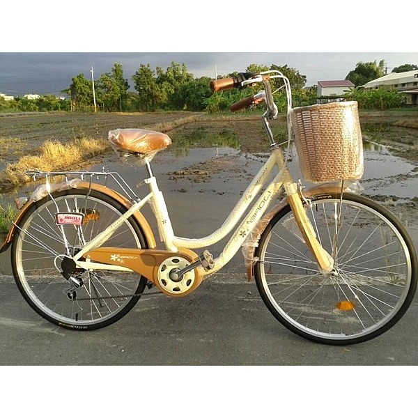 日式和風牛奶車淑女車+24吋鋁合金輪圈+6段shimano變速 24吋自行車淑女腳踏車