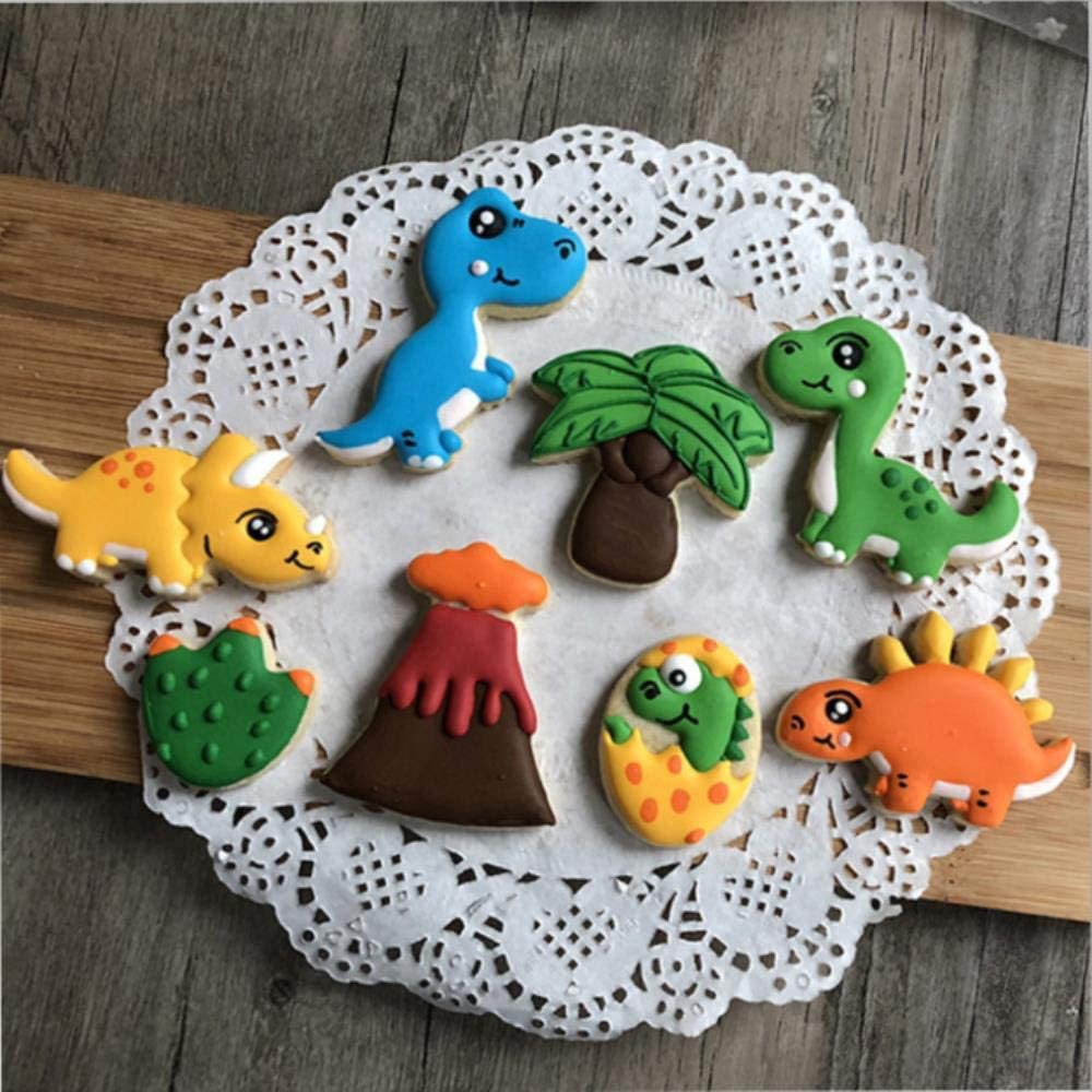 8 件/套三維恐龍餅乾郵票塑料餅乾餅乾裝飾模具動物形狀餅乾切割器烘焙工具