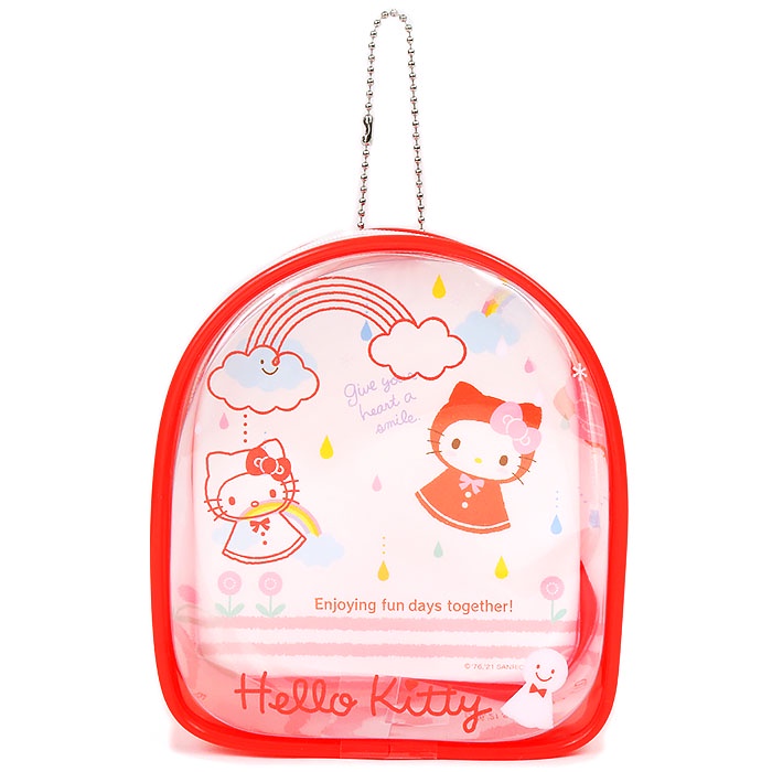 Hello Kitty 透明化妝包 收納包 玩偶專用收納包附吊鍊