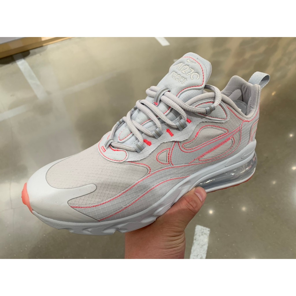 NIKE 休閒鞋 Air Max 270 React 男 氣墊 避震 簡約 舒適 球鞋 穿搭 灰粉 CQ6549-100