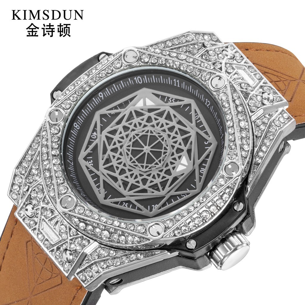 KIMSDUN 金詩頓109D鑲鑽時尚潮流 男士手錶矽膠帶 夜光防水錶 運動表 石英表