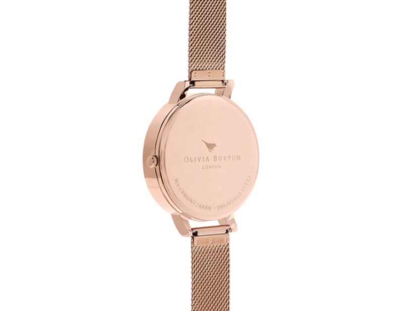 Olivia Burton 粉白雲霧礦石紋玫瑰金金屬錶帶手錶ob16sp01 蝦皮購物