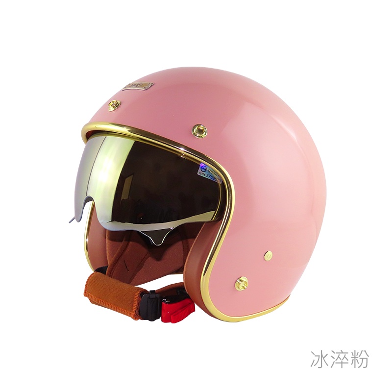 華泰 Ninja 安全帽 K-806B 晶淬 冰淬粉 金色邊框 多層膜內墨鏡 皮革 金屬齒排釦 全拆洗 復古帽《比帽王》