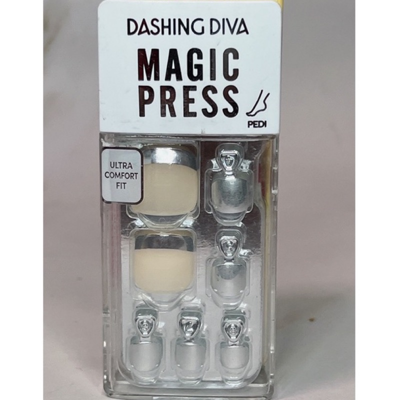 Dashing diva 足部彩繪美甲片-銀色金屬法式